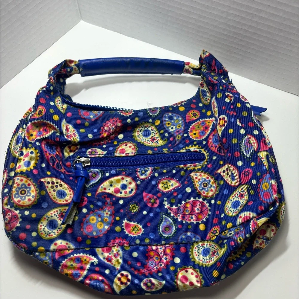 Vintage Tommy Hilfiger Blue Paisley HT logo Tote Bag Nylon Changeable Shape - Picture 1 of 13